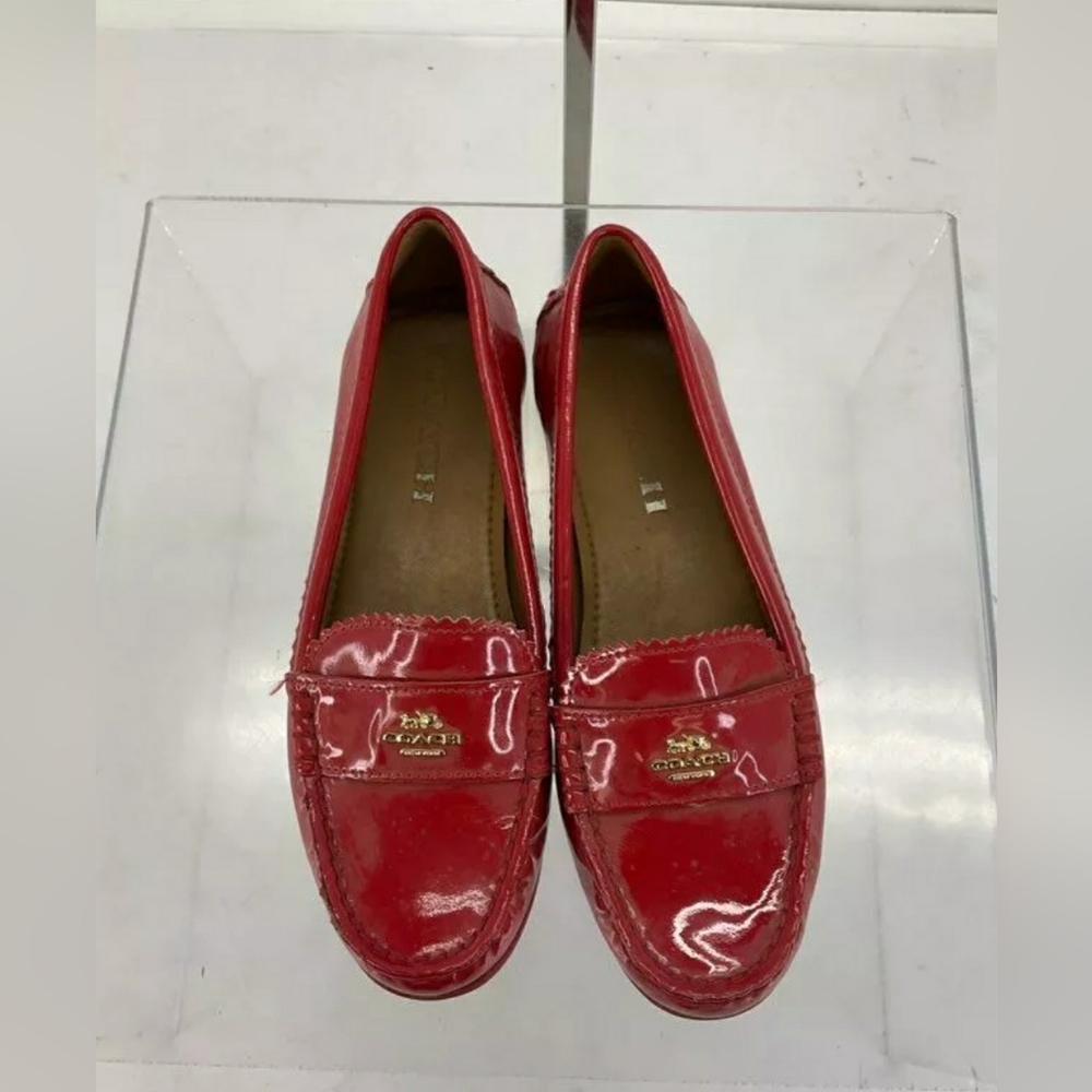 Coach Designer Odette Red Patent Leather Slip-On Loafers Flats 5B